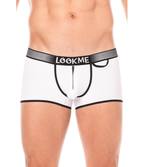 Mini-Pants blanc échancré avec zip - LM2003-68WHT